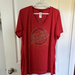 Harley-Davidson Red Graphic V-Neck Tee